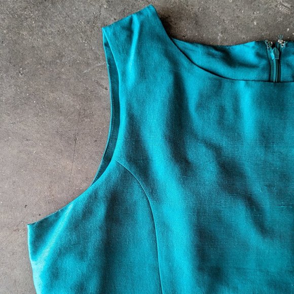 Vintage Merona Teal Green Silk Mini Sheath Dress medium - Picture 3 of 10
